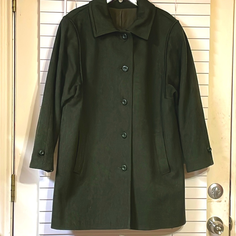 Vintage ECHTER LODEN Wool MADE IN AUSTRIA PEA COAT Green SIZE 12 USA!